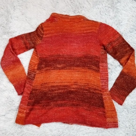 Como Vintage Womens Sweater Cardigan Orange Small Open Front Long Sleeve Sparkle - Picture 2 of 10